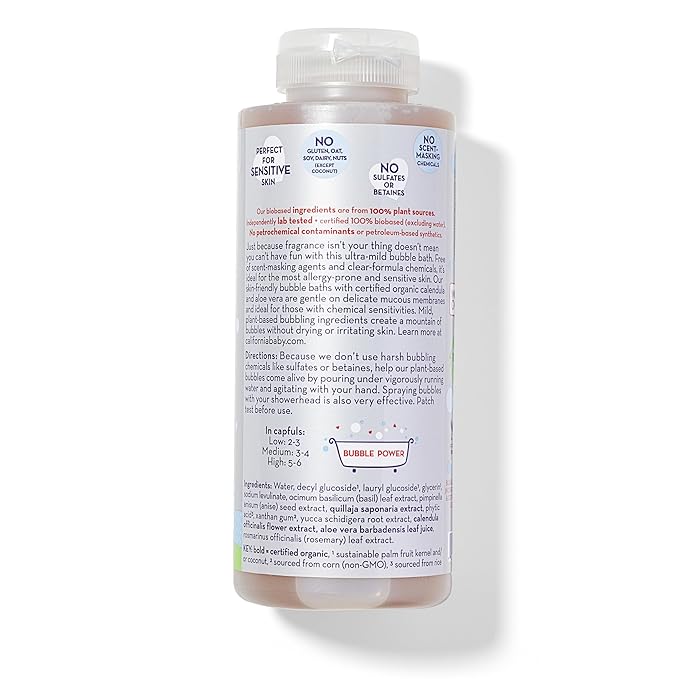 California Baby Super Sensitive Bubble Bath | 100% Plant-Based Kids Bubble Bath | Gentle Unscented Baby Bubble Bath | Free Bubble Wand | 384 mL / 13oz