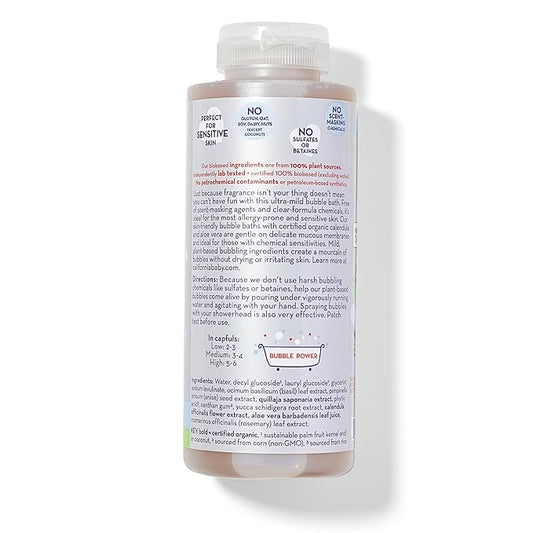 California Baby Super Sensitive Bubble Bath | 100% Plant-Based Kids Bubble Bath | Gentle Unscented Baby Bubble Bath | Free Bubble Wand | 384 mL / 13oz
