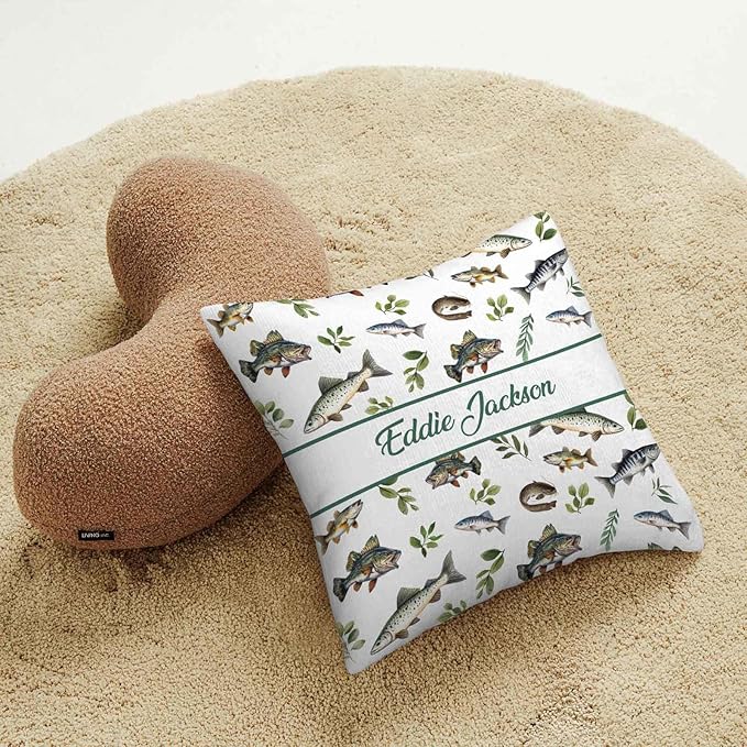 Personalized Fishing Theme Crib Bedding Set for Boys – Custom Name 3-Piece Nursery Bedding with Blanket, Fitted Crib Sheet & Pillowcase – Soft Baby Bedding for Newborn Infant Toddler