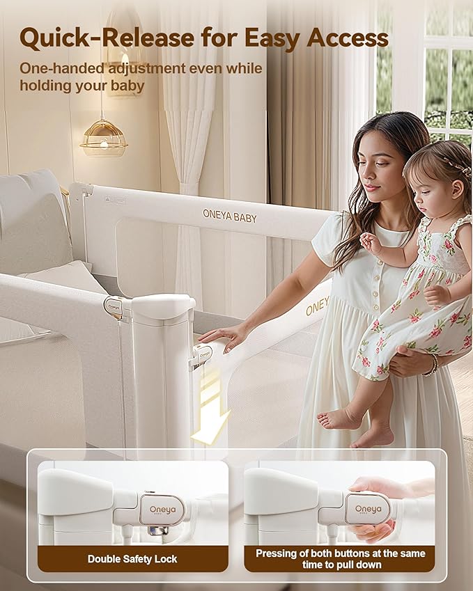 Bed Rail for Toddlers, Thickened & Reinforced Toddler Bed Rails with Double Child Lock, Upgraded Kids Baby Bed Rail Guard/Bed Side Rails for Queen, King Size,White/Grey, 1Side, 78.7" Lx28 H