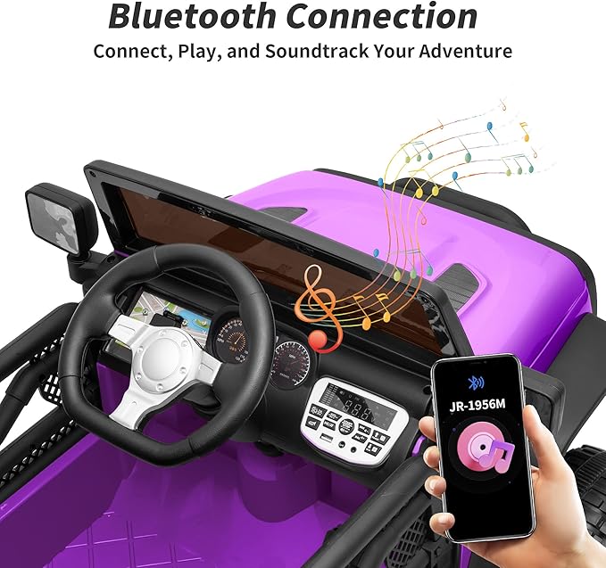 Kids Ride on Car Toy, 12V Electric Car for Kids with Remote Control, LED Light - Purple