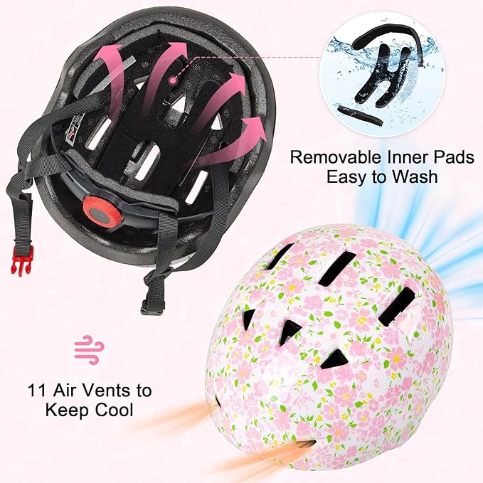 Toddler Helmet, Baby Infant Bike Helmet with Toddler Knee Pads and Elbow Pads Set for Kids 1-3 Years, Adjustable Baby Bike Helmets for Scooter Bicycle