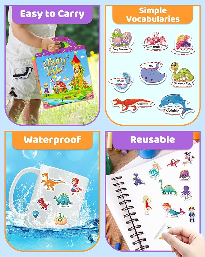 Benresive Reusable Sticker Books for Kids 2-4, Sticker Books for Toddlers 1-3 2-4, Toddler Travel Toys Activities Crafts Gifts