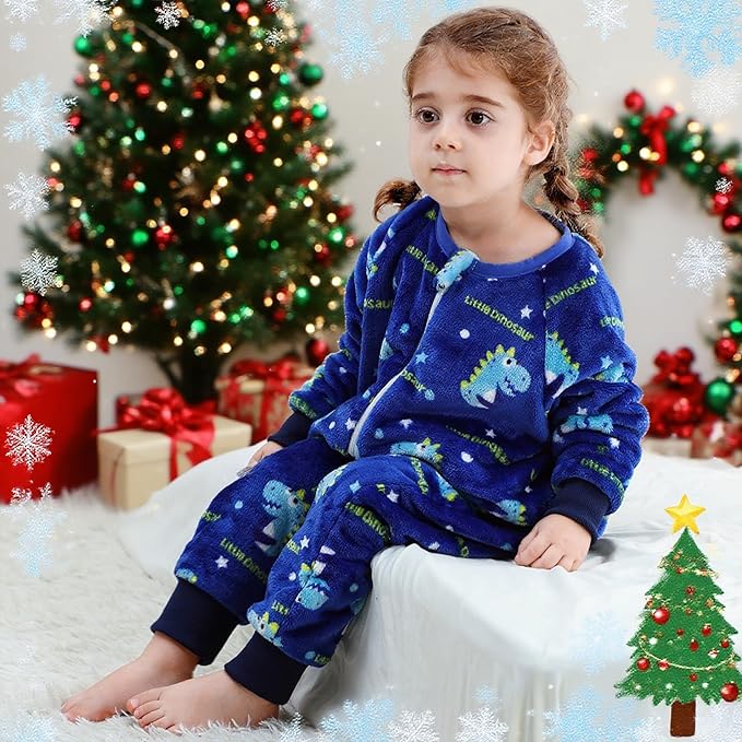 MICHLEY Toddler Flannel Sleeping Sack with Feet,Long Sleeve Baby Sleeping Bag 3-Way Zipper Super Warm Wearable Blankets