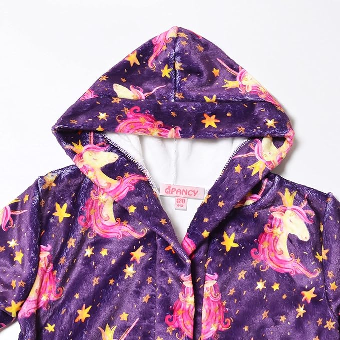 QPANCY Girls Robe Kids Bathrobes Soft Plush Fleece Pajamas Sleepwear