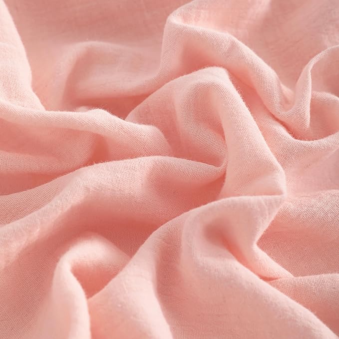 NTBAY 2 Pack Muslin Cotton Crib Sheets, Soft and Breathable Double Layer 28x52 Baby Crib Sheets for Standard Crib and Toddler Mattresses, Boys, Girls, Unisex, Coral Pink, 28x52 Inches