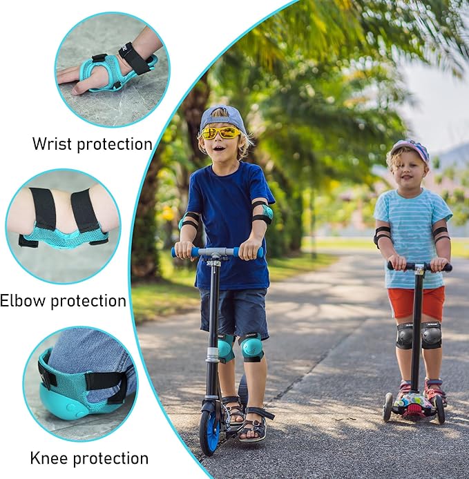 PAPAISON Kids/Youth Knee Pad, Elbow Pads & Wrist Guards for Inline Skating Bike Cycling Skateboard Scooter, 3 in 1 Protective Gear Set for Girls Boys Adult