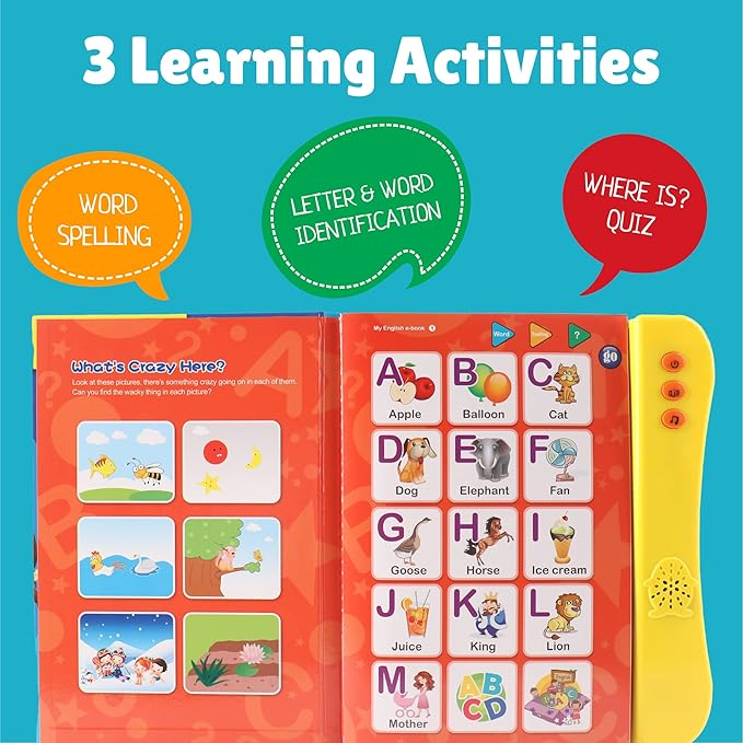 Preschool Learning Activities Book – Interactive ABC Sound Book, Toddler Learning Toy for Kids Ages 3+, Educational Alphabet Toy for Boys and Girls.