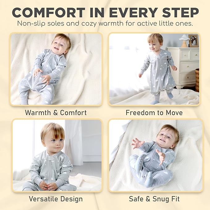 Mama Cheetah Toddler Sleep Sack with Feet, Long Sleeve 0.5 TOG Organic Cotton Baby Sleeping Bag with Legs, Wearable Blanket for Walkers w/ 2-Way Zipper, Toddler Blanket for Girls & Boys 2T