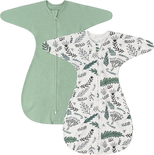 ZIGJOY Shark-Fin Transition Swaddle - 1.0 Tog Baby Sleep Sack Soft Cotton Transitional Swaddle Baby Wearable Blanket