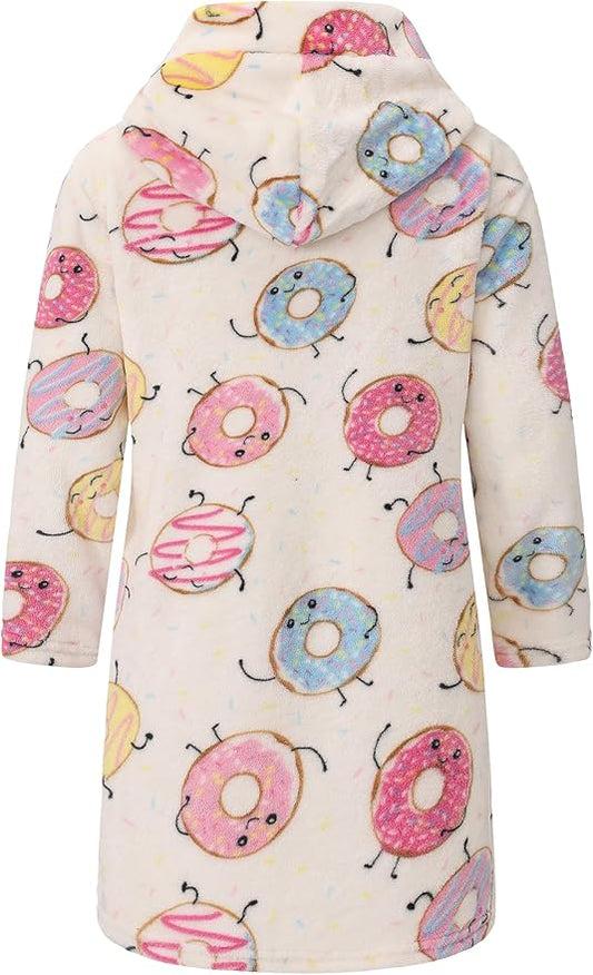 Kid Fleece Hooded Robes Girls Bathrobes Boys Soft Plush Sleepwear Toddler Fuzzy Pajamas