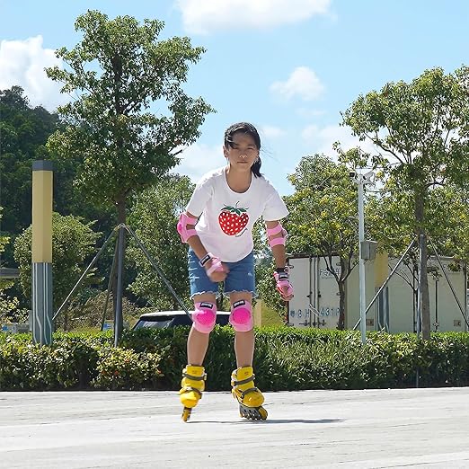 Kids/Youth Knee Pads Elbow Pads Wrist Guards 3 in1Protective Set, for 3-15 Years Child Roller Skates, Cycling, Inline Skating, Skateboard, BMX Bike, Balance Bike, Scooter Riding Sports