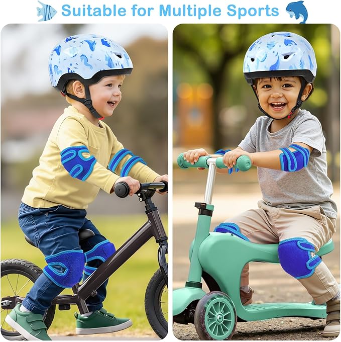 Toddler Helmet, Baby Infant Bike Helmet with Toddler Knee Pads and Elbow Pads Set for Kids 1-3 Years, Adjustable Baby Bike Helmets for Scooter Bicycle
