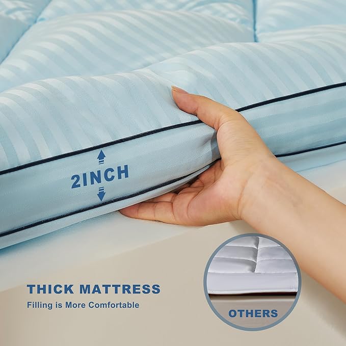 BEDLORE Twin XL Mattress Topper, Thick Pillow Top Pad for Back Pain Relief, Soft Mattress Cover with Deep Pockets 6-15 inch