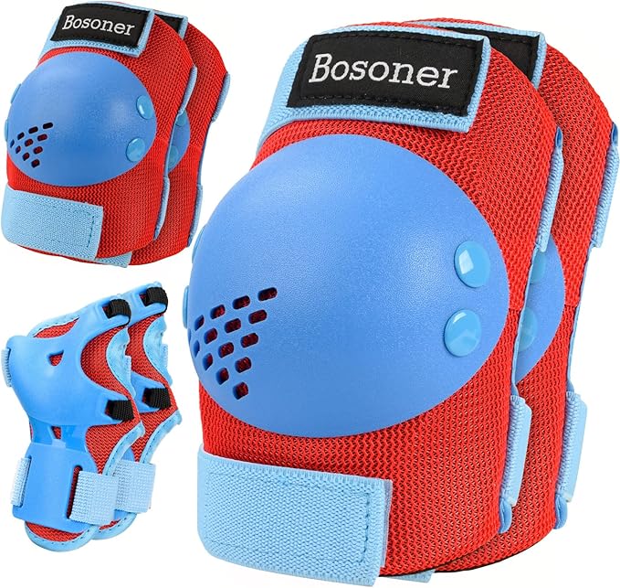 BOSONER Kids/Youth Knee Pad Elbow Pads for Roller Skates Cycling BMX Bike Skateboard Inline Rollerblading, Skating Skatings Scooter Riding Sports