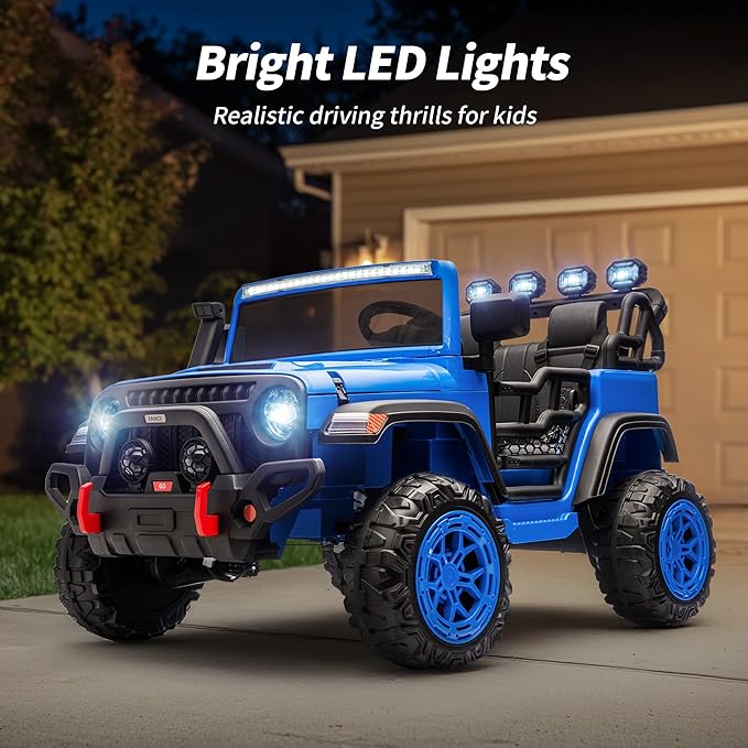 2 Seater Electric Ride on Car Truck, 24V 4x4 Ride on Toy for Kids 4-8 with Remote Control, EVA Tires - Blue