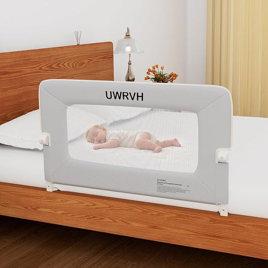 Bed Rail for Toddlers 43in Folding Bed Rail,T-Shaped No-Drill Base with Safety Lock,Soft 3D Fabric,Baby Bed Rail Guard for Twin,Full,Queen,King Beds,Toddler Bed Rail Guard(Gray, 43" L)