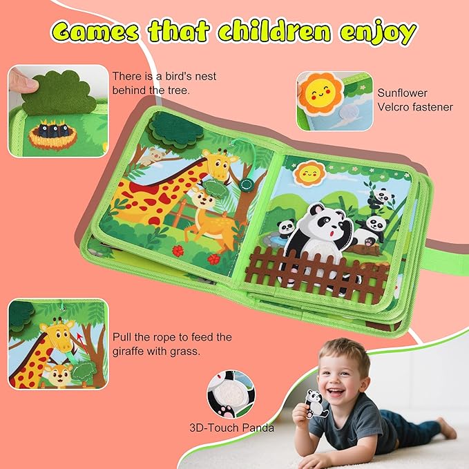 Toddler Busy Board Montessori Toys for 3 Year Old - Farm Busy Book Educational Learning Sensory Toy for Boys Girls - Christmas Birthday Gifts for Toddlers Travel Toys for Airplane Car