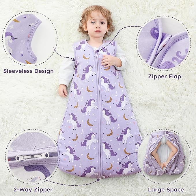 Yoofoss Baby Sleep Sack 18-24 Months, TOG 2.5 Baby Wearable Blanket with 2-Way Zipper, 100% Organic Cotton Fabric Winter Newborn Sleeping Sack, Warm Soft Comfy