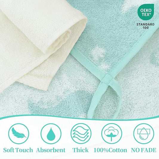VOOVA & MOVAS 6 Pack 100% Cotton Baby Washcloths | 12x12 Inches | Highly Absorbent | Ultra-Soft Newborn Towels | Perfect Set,Baby Essentials |Dino & Ivory Colors