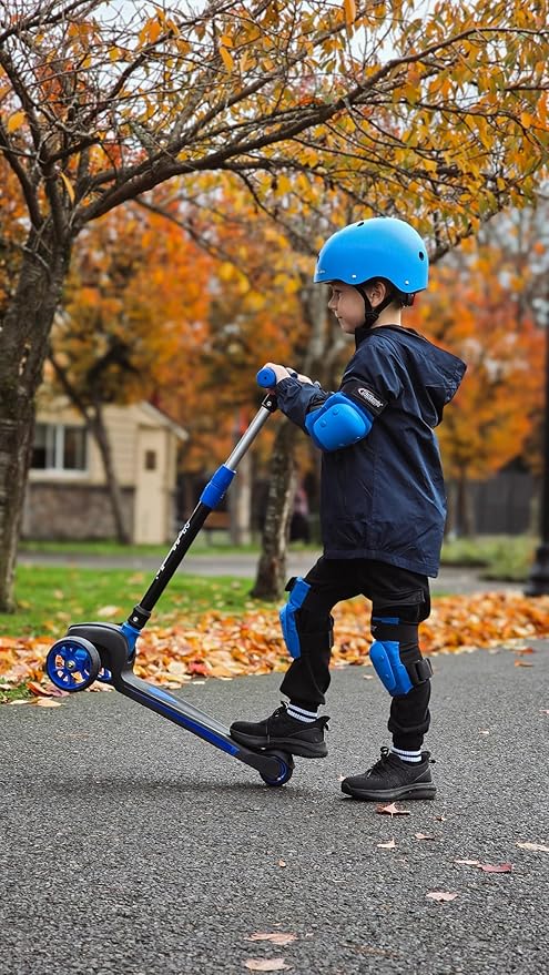 Nattork Kids Scooter for Age 3-8, Toddler Scooter with 4 Adjustable Height for Boys & Girls, Light Up 3-Wheels Foldable Kick Scooter, Lean to Steer, 120LB Weight Capacity