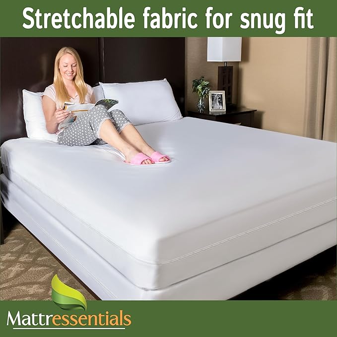 Zippered Queen Mattress Protector (14"-16" Depth) - Bed Bug Waterproof Mattress Cover, Premium Quality Hypoallergenic Encasement White