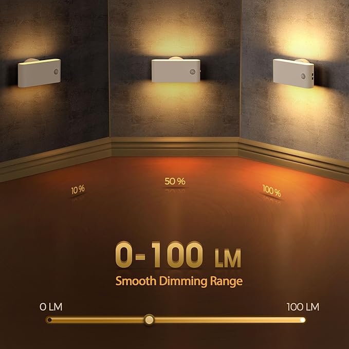 Briignite Motion Sensor Stair Light for Indoor, Night Lights Plug into Wall Magnetic Stick-On Soft White (3000K), Rechargeable, Battery-Operated Wall Light for Hallway, Stairs, Bedroom, Kitchen