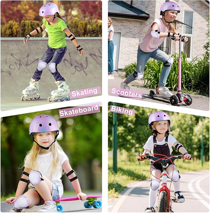 FIODAY Kids Helmet Knee Pads for Kids Unicorn Knee and Elbow Pads Wrist Guards Adjustable Protective Gear Set for Girls Boys Sports Skateboard Inline Skating Scooter
