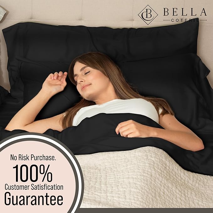 Bella Coterie Luxury Bamboo Viscose King Size Flat Sheet | 100% Organically Grown | Ultra Soft | Cooling for Hot Sleepers [Black]