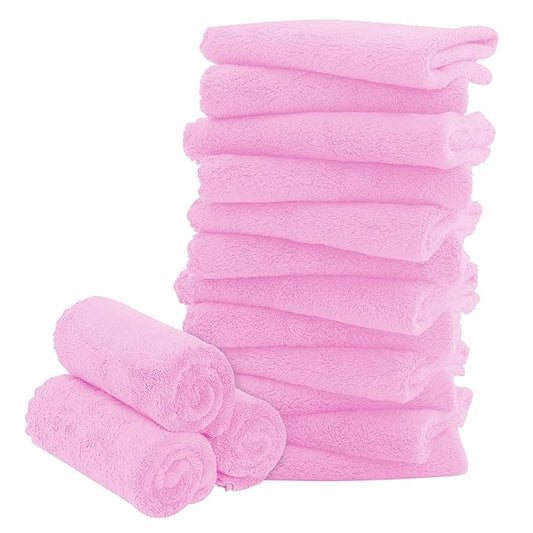 16 Pack Baby Washcloths - Luxury Coral Fleece - Extra Absorbent and Soft Wash Clothes for Newborns, Infants and Toddlers - Suitable for Sensitive Skin and New Born-Baby Shower-Frozen Berry,10x10 Inch