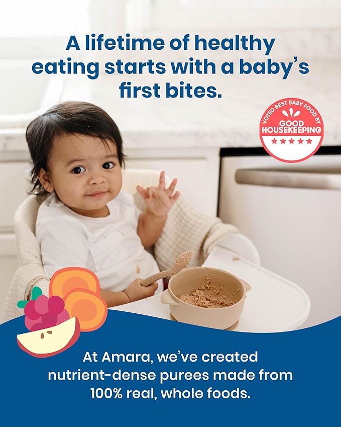 Amara Organic Baby Food - Stage 3 - Ancient Grain - Baby Cereal to Mix With Breastmilk, Water or Baby Formula - Shelf Stable Baby Food Made from Organic Fruit & Veggies - 5 Pouches, 3.5oz Per Serving