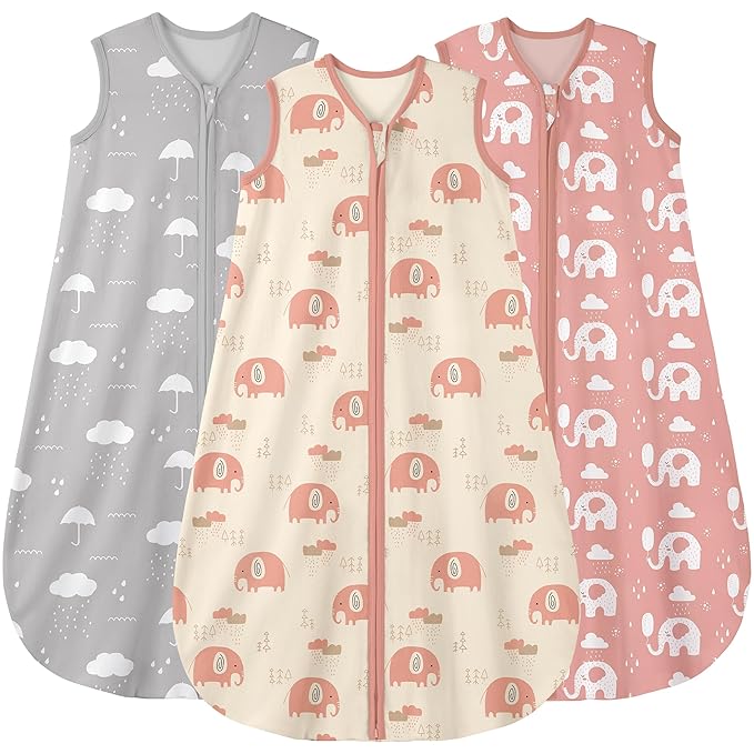 Yoofoss Baby Sleep Sack 18-24 Months Wearable Blanket for Babies 100% Organic Cotton 2-Way Zipper TOG 0.5 Toddler Sleeping Sack 3 Pack, Comfy Lightweight Sleep Sacks