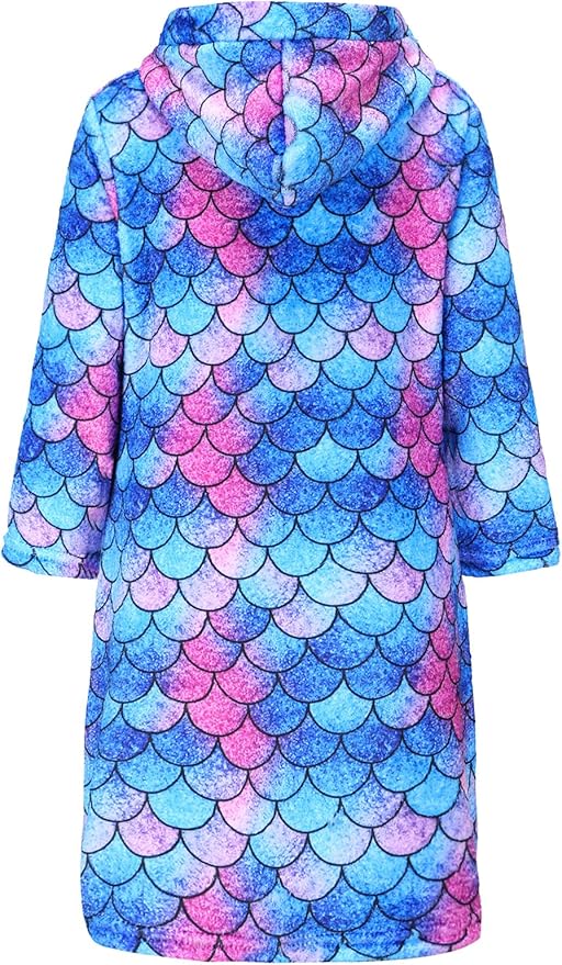 QPANCY Girls Robe Kids Bathrobes Soft Plush Fleece Pajamas Sleepwear