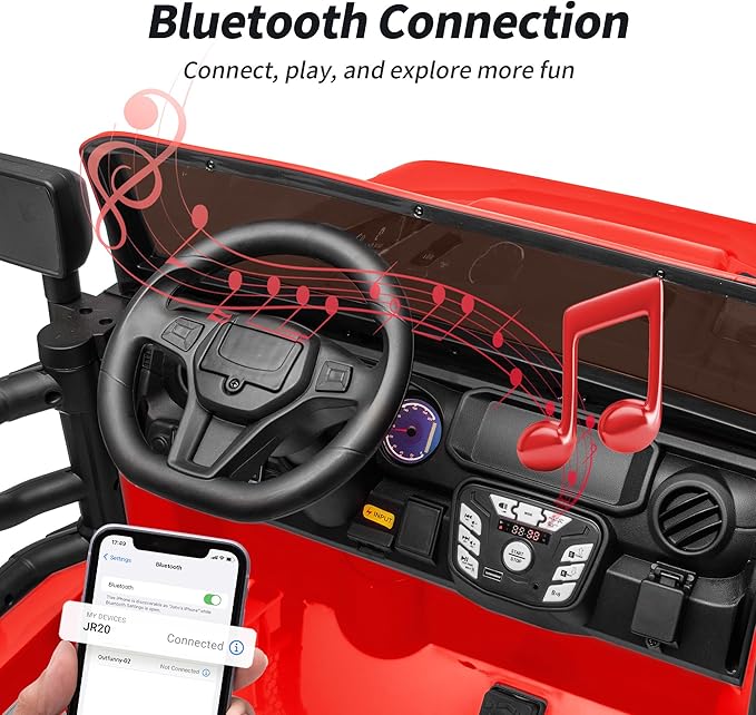 2 Seater Ride on Car Toy, 24V 4WD Electric Car for Kids 4-8 with Remote Control, 4x200W Motors, Capacity 150 lb - Red