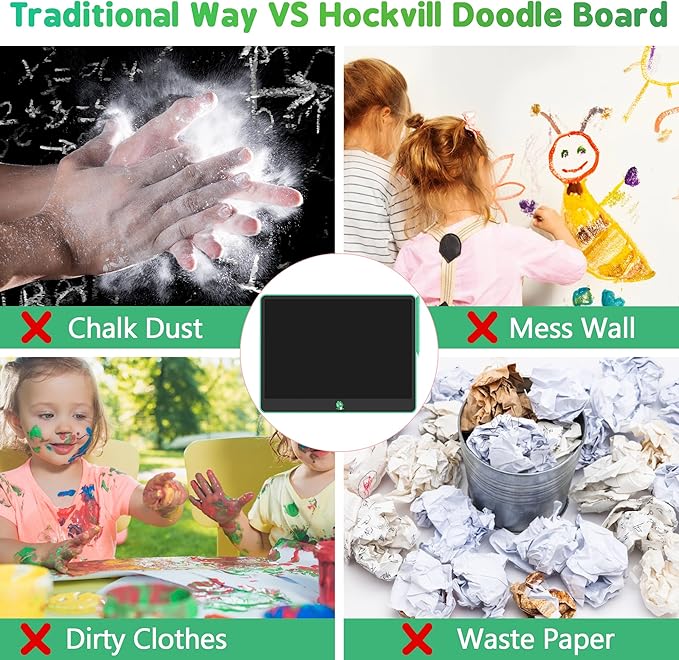 Hockvill LCD Writing Tablet for Kids, Toys for Girls Boys Drawing Pad for 3 4 5 6 7 Year Old Kid, Toddler Doodle Board Christmas Birthday for Children (16 INCH, Green)
