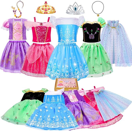 Meland Princess Dress Up - Dress Up Clothes for Girls with Toys,Christmas Birthday Gift for Toddler Girls 3,4,5,6,7,8 Years