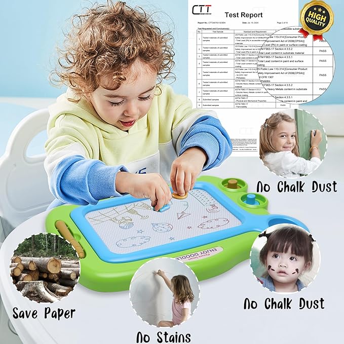 Toddler Toys for Girls Boys Age 3 4 5 Year Old, Magnetic Drawing Board with 1 Pen, Erasable Writing Doodle Board for Kids with 2 Stamps, A Etch Birthay Gift for 3 Year Old Travel Toys Sketch Boards