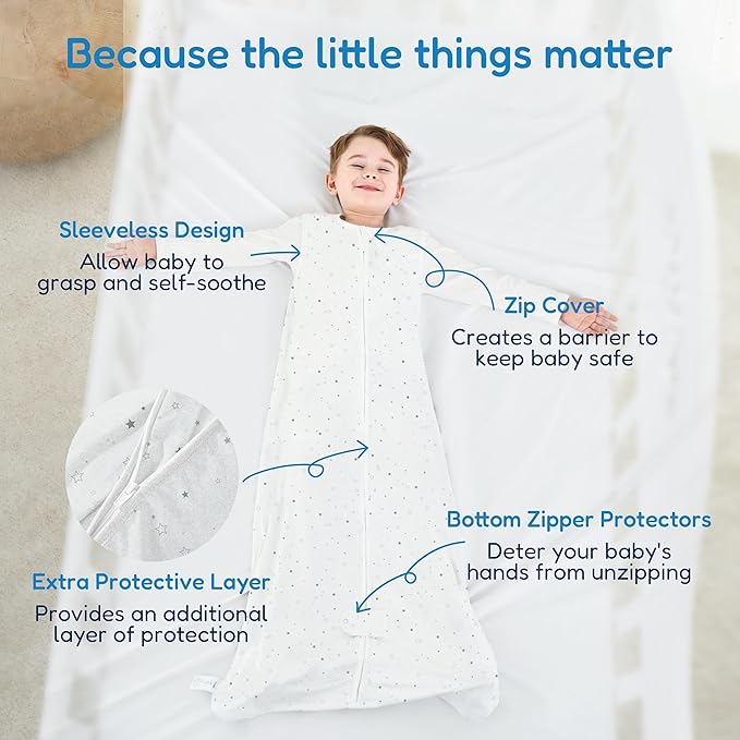 TotAha Toddler Sleep Sack 1.0 TOG, Soft Quilted Wearable Blanket Baby Sleeping Bag with 2-Way Safe Zippers for All Seasons