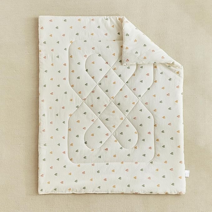 DuShow White Star Toddler Bedding Set,4 Pieces Reversible Toddler Comforter Set,Ultra Soft Crib Bed Set for Girls and Boys,Including Comforter,Sheets and Pillowcase