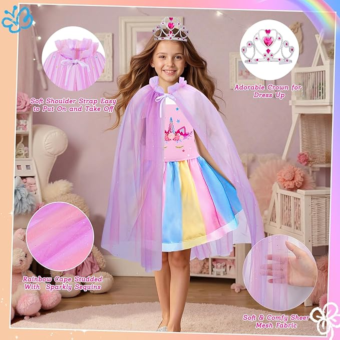Meland Princess Dress Up - Dress Up Clothes for Girls with Toys,Christmas Birthday Gift for Toddler Girls 3,4,5,6,7,8 Years