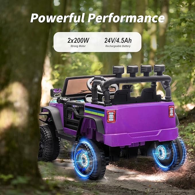 24V Kids Ride on Car, Kids Electric Vehicles Car Ride on Toy Truck for Toddlers 3-5 w/Remote Control, 400W Motor - Purple