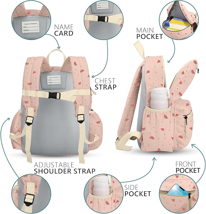 Corduroy Toddler Backpack for Boys 2-5: Preschool Backpack for Girls - Cute Kids Backpack 13.5" H Fit Folder