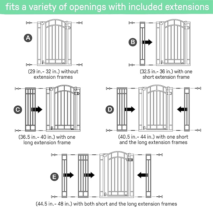 Ingenuity Decorative Extra Tall Baby Gate & Dog Gate, 28.5"-48" Wide, 36" Tall, Hardware or Pressure Mounted, Install on Top or Bottom of Stairs, Banister, or Doorway - White
