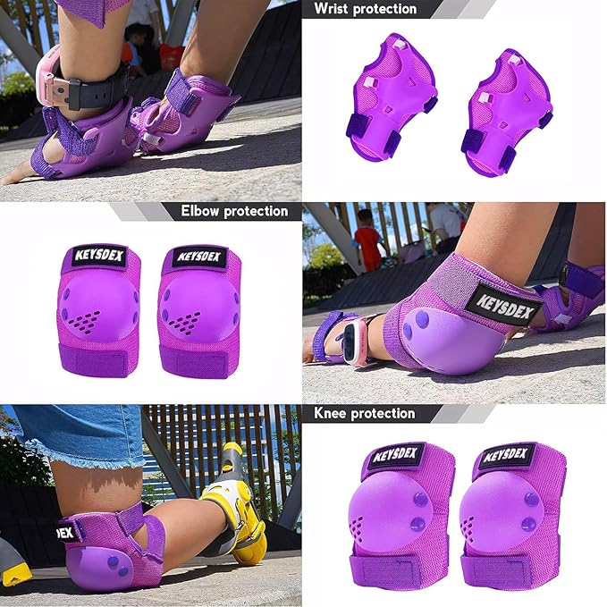 Kids/Youth Knee Pads Elbow Pads Wrist Guards Protective Gear Set for 3-15 Years, Child Roller Skates, Cycling, BMX Bike, Skateboard, Inline Skating, Scooter Riding and Outdoor Sports