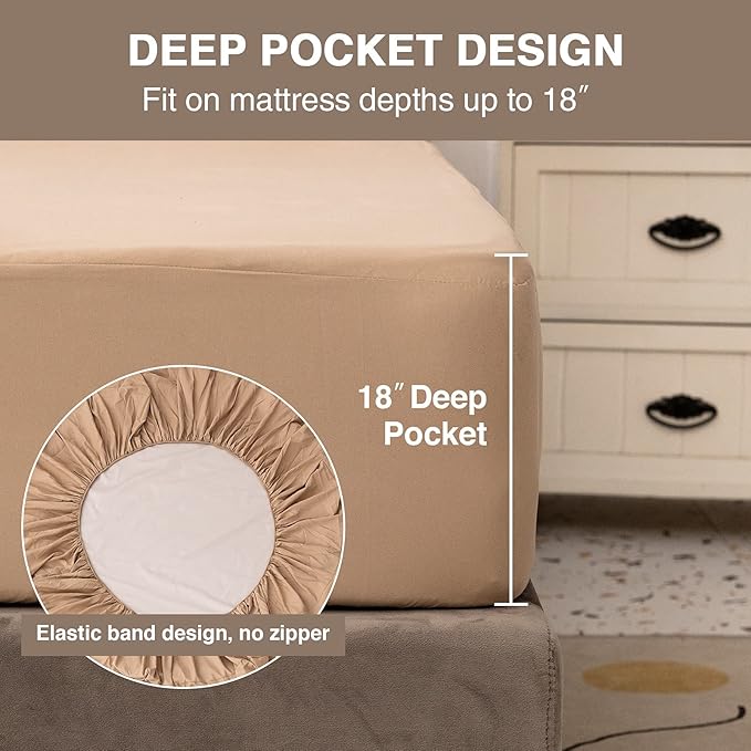 Mecerock Mattress Protector, Breathable and Soft Waterproof Mattress Protector, Mattress Cover, Camel Twin Mattress Cover