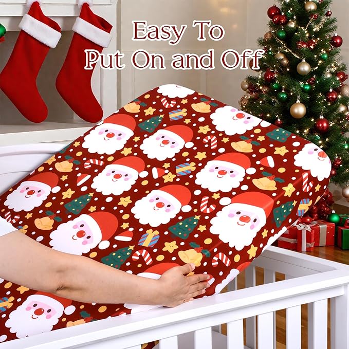 UOMNY Crib Sheet, Christmas Crib Sheets Baby Sheet for Standard Crib and Toddler Mattresses Nursery Bedding Sheet Crib Mattress Sheets for Boys and Girls 1 Pack Toddler Sheet