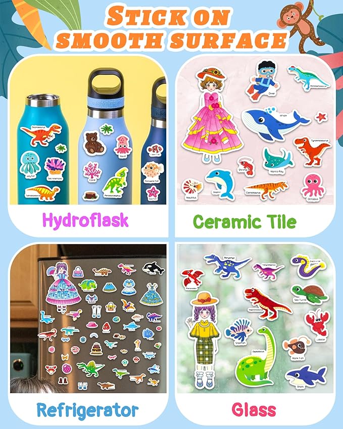 Benresive Reusable Sticker Books for Toddlers, 3 Sets Travel Stickers for Kids, Toddler Sticker Book, Crafts Activities for Toddlers, 3 and Up Birthday Gifts Travel Toys