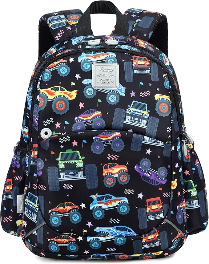 CAMTOP Toddler Backpack for Boys Girls 2-4, Kids Backpacks for Kindergarten Preschool, 12" H Small Bookbag for Daycare Travel (L - Black, 15"- Fit A4 Folder)