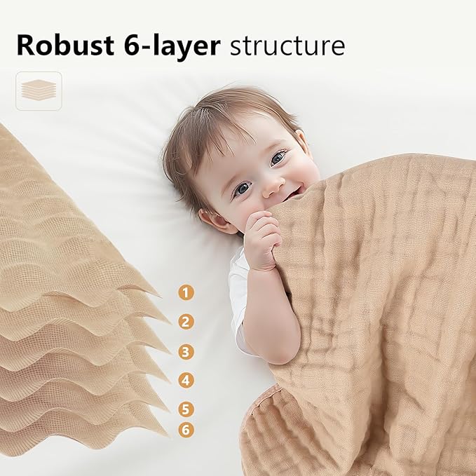 Hooded Baby Bath Towels for Newborn 2 Pack – 6-Layer 100% Muslin Cotton Baby Towels with Hood for Babies, Infants & Toddlers – Large 32x32 Inch Soft Absorbent Unisex Newborn Bath Essentials