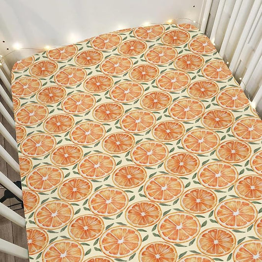 Orange Sweet Baby Crib Sheets for Boy Girl 52x28Inch Watercolor Oranges Soft Stretchy Fitted Crib Mattress Cover Summer Citrus Fruit Nursery Baby Sheet for Standard Crib and Toddler Bed Mattress
